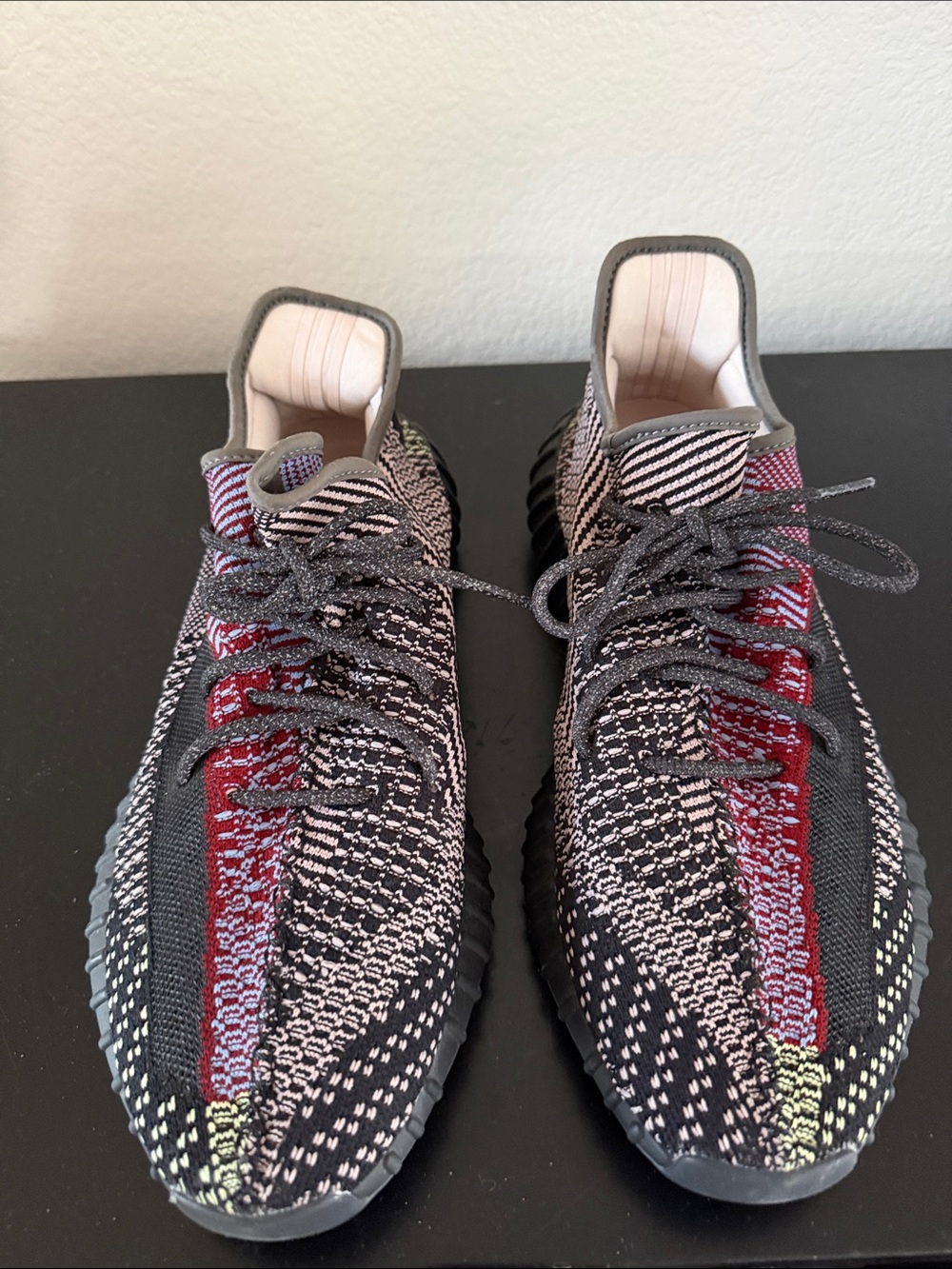 Yeezy Knit Athletic Sneakers in Black, Red, Gray